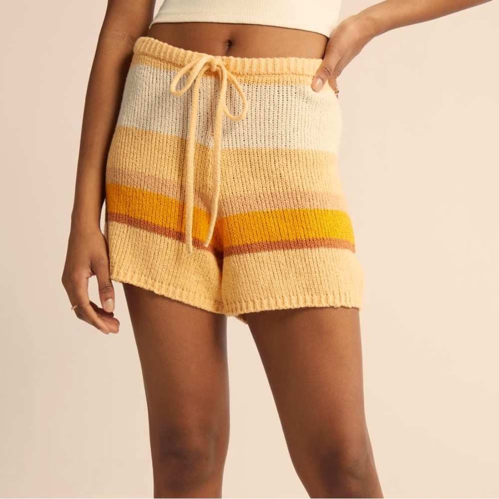 Billabong Sol Time Stripe Knit Drawstring Short L/12 Color Glow EUC